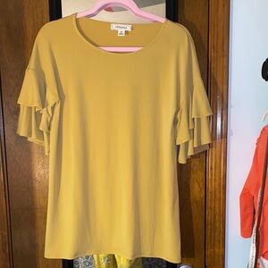 Zanana Mustard Ruffle Sleeve Tee